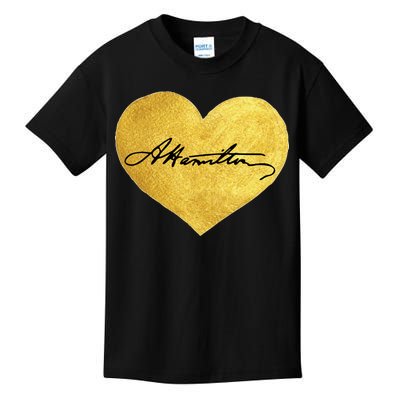 Love A. Hamilton Golden Signature Heart Kids T-Shirt