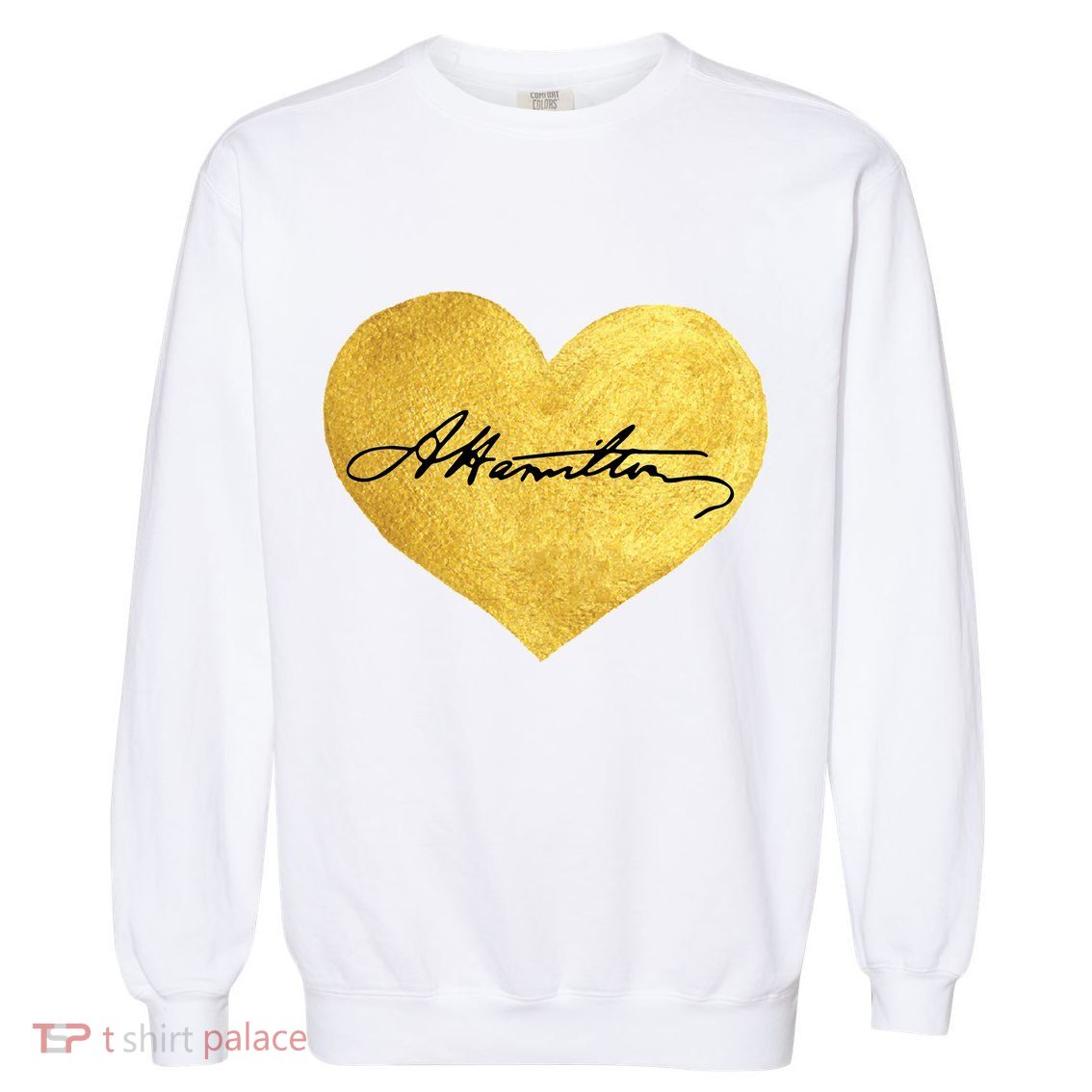 Love A. Hamilton Golden Signature Heart Garment-Dyed Sweatshirt