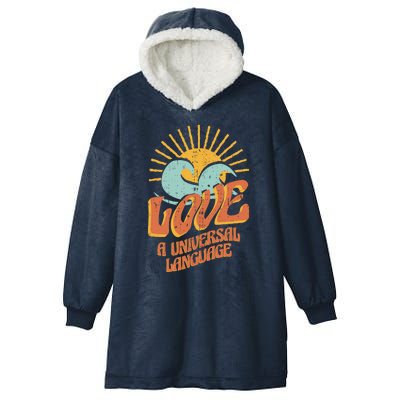 Love A Universal Language Hooded Wearable Blanket