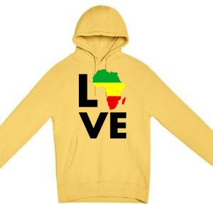 LOVE Africa Map Black History Month Premium Pullover Hoodie