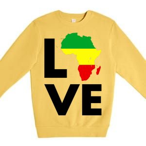 LOVE Africa Map Black History Month Premium Crewneck Sweatshirt