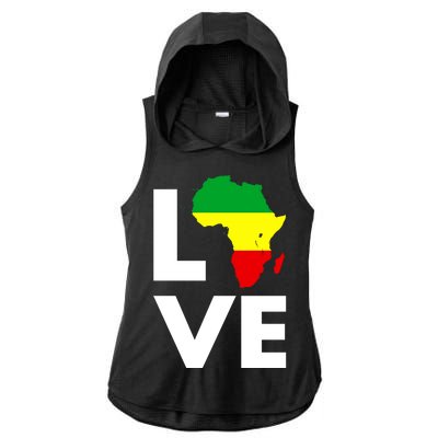 LOVE Africa Map Black History Month Ladies PosiCharge Tri-Blend Wicking Draft Hoodie Tank