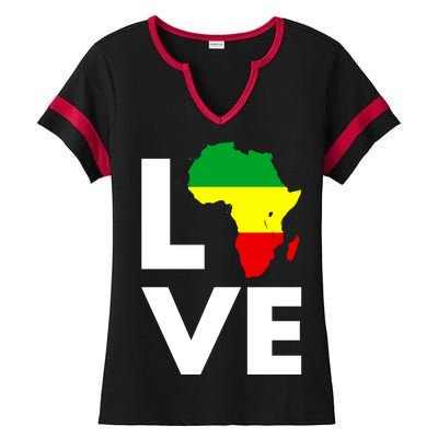 LOVE Africa Map Black History Month Ladies Halftime Notch Neck Tee