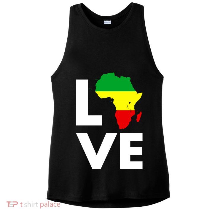 LOVE Africa Map Black History Month Ladies PosiCharge Tri-Blend Wicking Tank