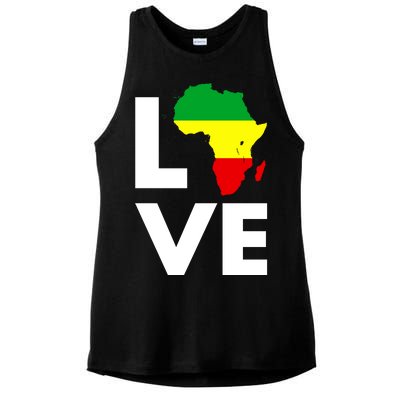 LOVE Africa Map Black History Month Ladies PosiCharge Tri-Blend Wicking Tank