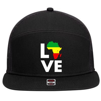 LOVE Africa Map Black History Month 7 Panel Mesh Trucker Snapback Hat