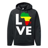 LOVE Africa Map Black History Month Performance Fleece Hoodie