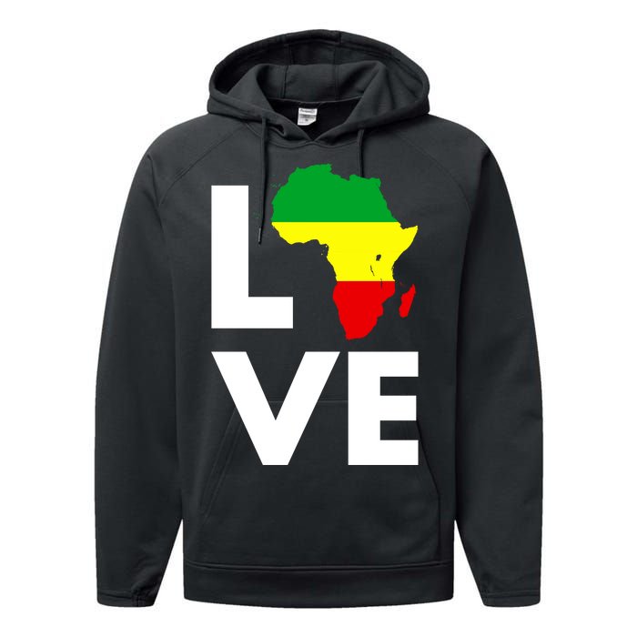 LOVE Africa Map Black History Month Performance Fleece Hoodie