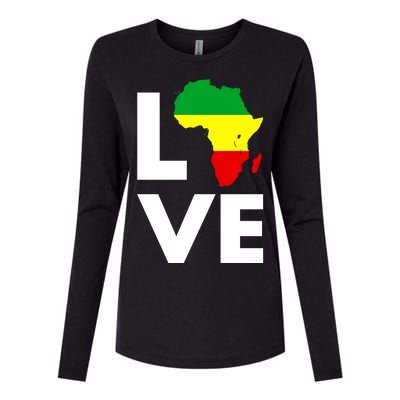 LOVE Africa Map Black History Month Womens Cotton Relaxed Long Sleeve T-Shirt