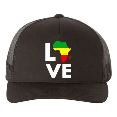 LOVE Africa Map Black History Month Yupoong Adult 5-Panel Trucker Hat