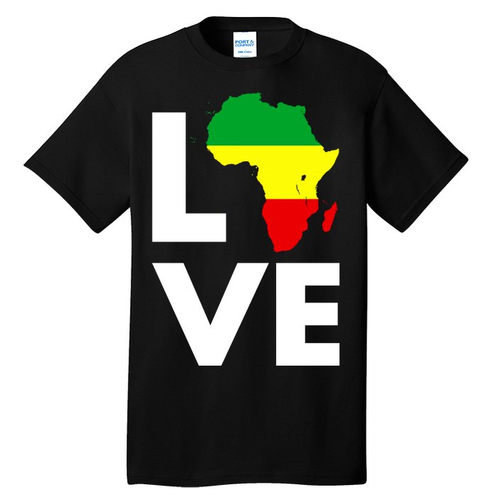 LOVE Africa Map Black History Month Tall T-Shirt