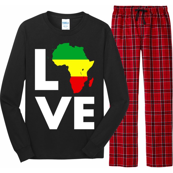 LOVE Africa Map Black History Month Long Sleeve Pajama Set