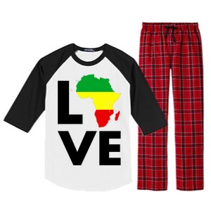 LOVE Africa Map Black History Month Raglan Sleeve Pajama Set