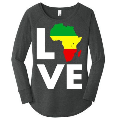 LOVE Africa Map Black History Month Women's Perfect Tri Tunic Long Sleeve Shirt