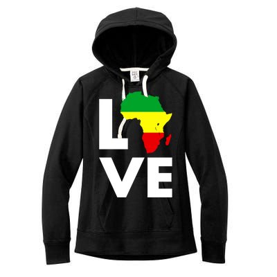 LOVE Africa Map Black History Month Women's Fleece Hoodie