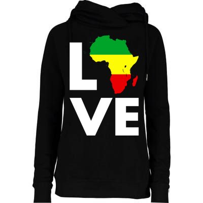 LOVE Africa Map Black History Month Womens Funnel Neck Pullover Hood