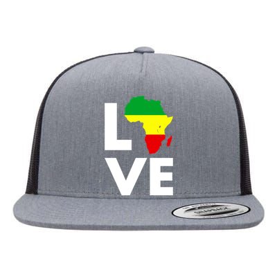 LOVE Africa Map Black History Month Flat Bill Trucker Hat