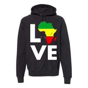 LOVE Africa Map Black History Month Premium Hoodie