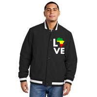 LOVE Africa Map Black History Month Insulated Varsity Jacket