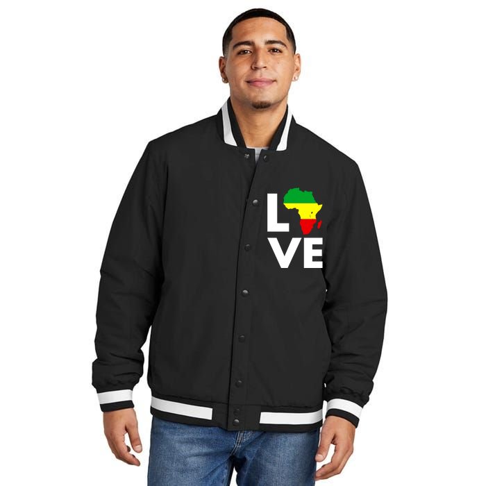 LOVE Africa Map Black History Month Insulated Varsity Jacket