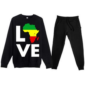 LOVE Africa Map Black History Month Premium Crewneck Sweatsuit Set