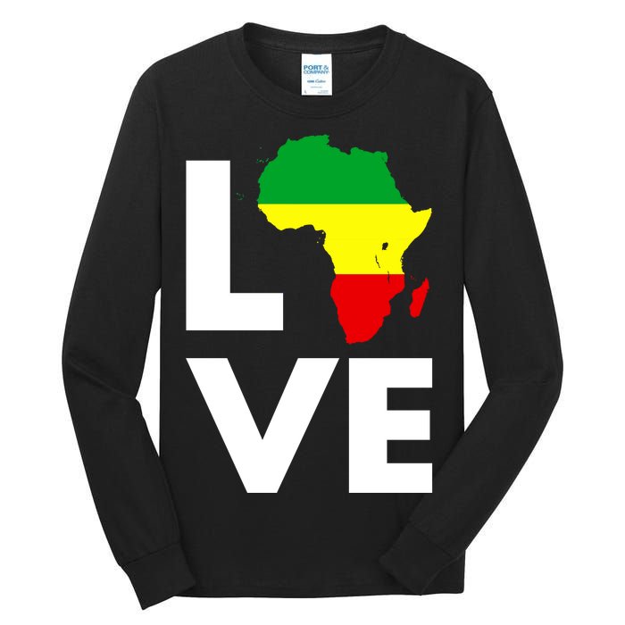 LOVE Africa Map Black History Month Tall Long Sleeve T-Shirt