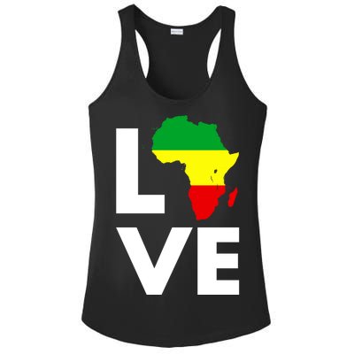 LOVE Africa Map Black History Month Ladies PosiCharge Competitor Racerback Tank