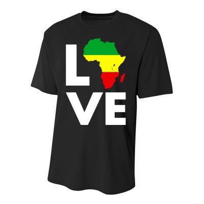 LOVE Africa Map Black History Month Youth Performance Sprint T-Shirt