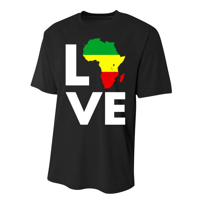 LOVE Africa Map Black History Month Youth Performance Sprint T-Shirt