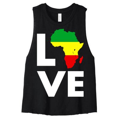 LOVE Africa Map Black History Month Women's Racerback Cropped Tank