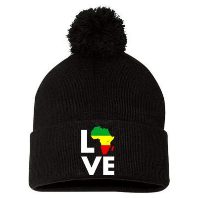 LOVE Africa Map Black History Month Pom Pom 12in Knit Beanie