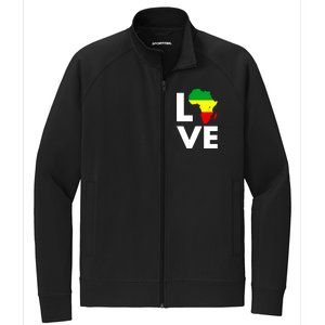 LOVE Africa Map Black History Month Stretch Full-Zip Cadet Jacket