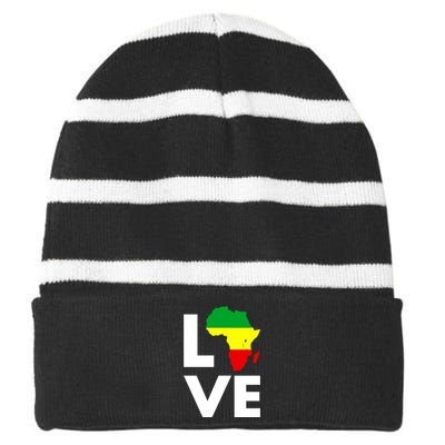 LOVE Africa Map Black History Month Striped Beanie with Solid Band