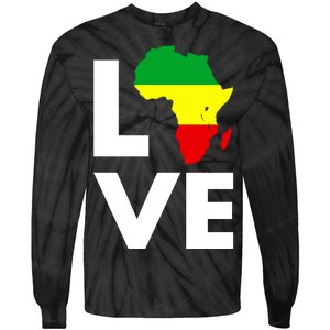 LOVE Africa Map Black History Month Tie-Dye Long Sleeve Shirt