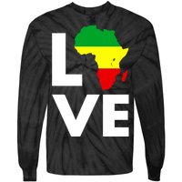 LOVE Africa Map Black History Month Tie-Dye Long Sleeve Shirt