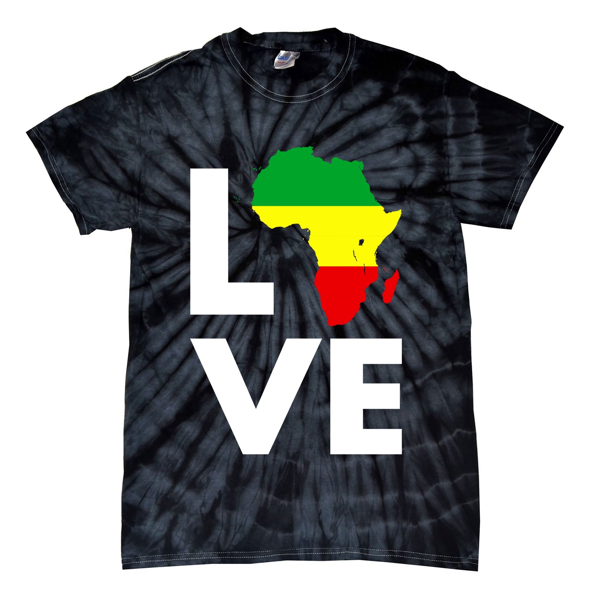 LOVE Africa Map Black History Month Tie-Dye T-Shirt