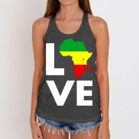 LOVE Africa Map Black History Month Women's Knotted Racerback Tank