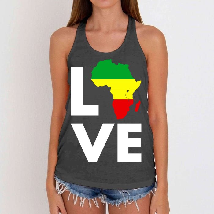 LOVE Africa Map Black History Month Women's Knotted Racerback Tank