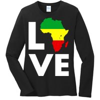 LOVE Africa Map Black History Month Ladies Long Sleeve Shirt