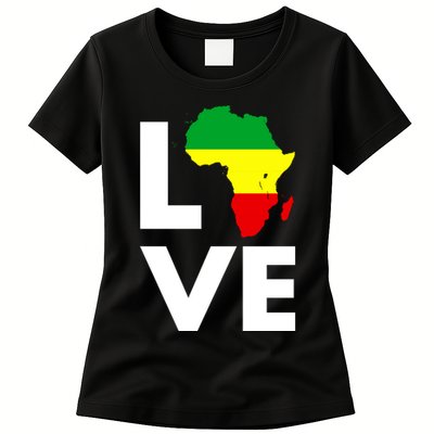 LOVE Africa Map Black History Month Womens T-Shirt
