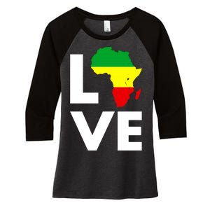 LOVE Africa Map Black History Month Women's Tri-Blend 3/4-Sleeve Raglan Shirt