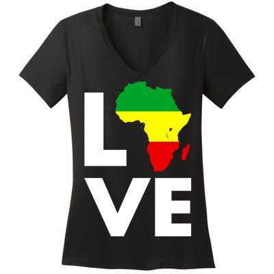 LOVE Africa Map Black History Month Women's V-Neck T-Shirt