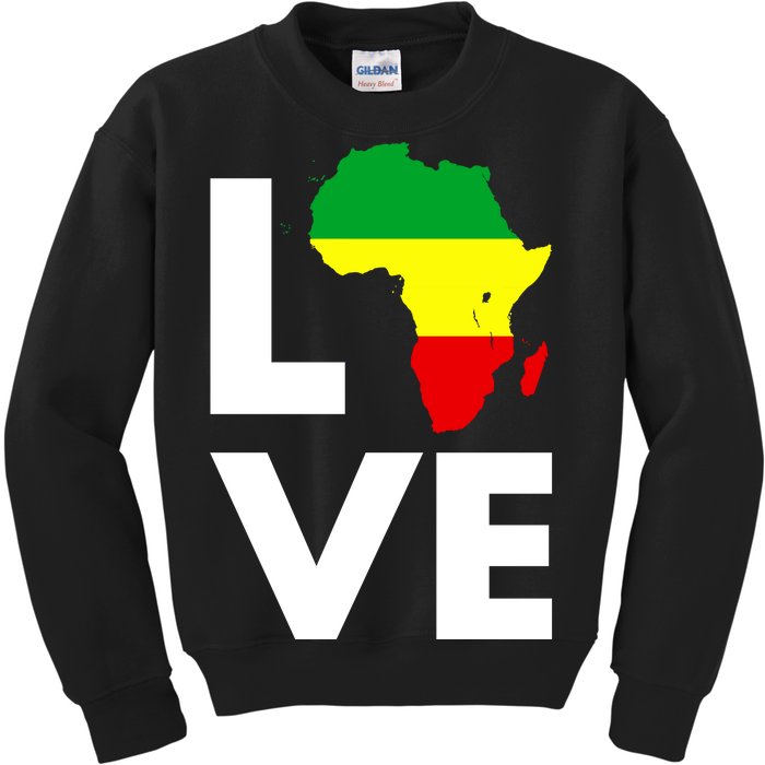 LOVE Africa Map Black History Month Kids Sweatshirt