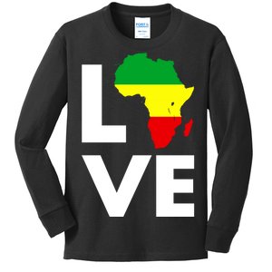 LOVE Africa Map Black History Month Kids Long Sleeve Shirt