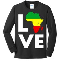 LOVE Africa Map Black History Month Kids Long Sleeve Shirt