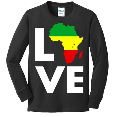 LOVE Africa Map Black History Month Kids Long Sleeve Shirt