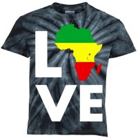 LOVE Africa Map Black History Month Kids Tie-Dye T-Shirt