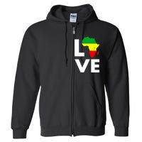 LOVE Africa Map Black History Month Full Zip Hoodie