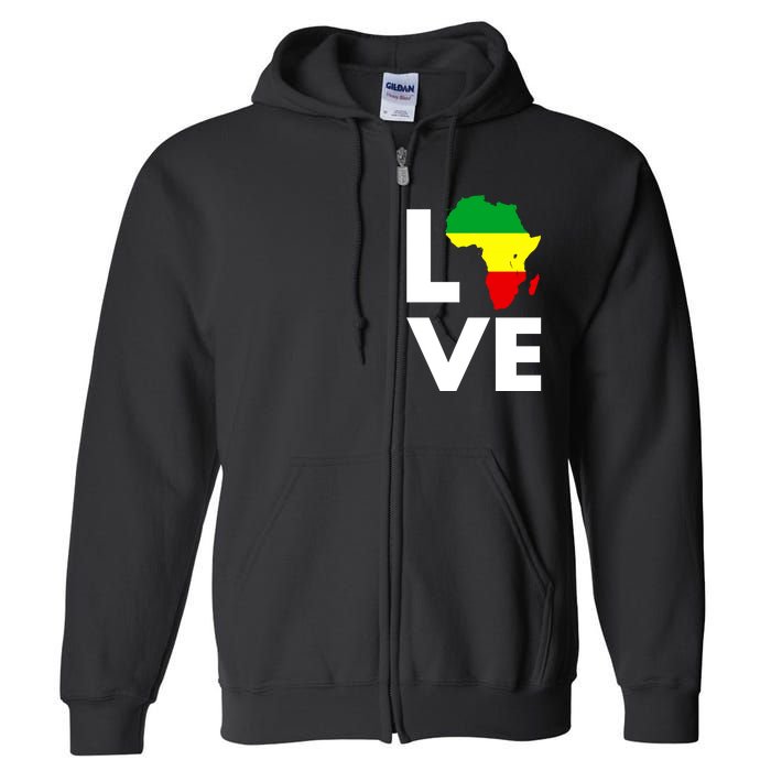 LOVE Africa Map Black History Month Full Zip Hoodie