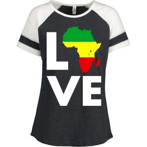 LOVE Africa Map Black History Month Enza Ladies Jersey Colorblock Tee